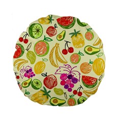 Cute Fruits Pattern Standard 15  Premium Flano Round Cushions by paulaoliveiradesign