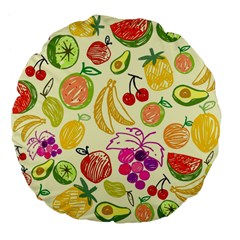 Cute Fruits Pattern Large 18  Premium Flano Round Cushions by paulaoliveiradesign