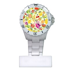 Cute Fruits Pattern Plastic Nurses Watch by paulaoliveiradesign