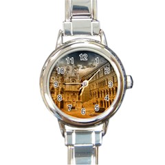 Palace Monument Architecture Round Italian Charm Watch