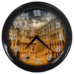 Palace Monument Architecture Wall Clocks (Black)