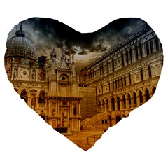 Palace Monument Architecture Large 19  Premium Flano Heart Shape Cushions