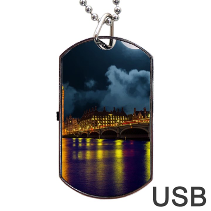 London Skyline England Landmark Dog Tag USB Flash (One Side)