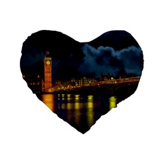 London Skyline England Landmark Standard 16  Premium Flano Heart Shape Cushions by Celenk