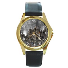 Armageddon War Apocalypse Round Gold Metal Watch by Celenk