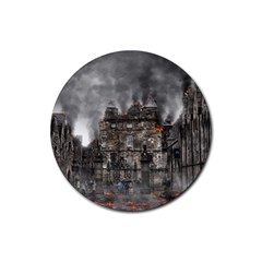 Armageddon War Apocalypse Rubber Round Coaster (4 Pack)  by Celenk