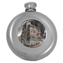 World War Armageddon Destruction Round Hip Flask (5 Oz) by Celenk