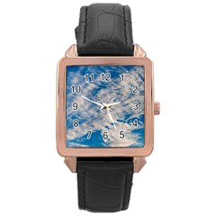 Clouds Sky Scene Rose Gold Leather Watch  by Celenk