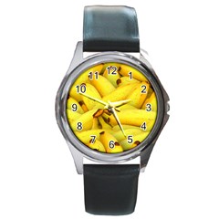 Yellow Banana Fruit Vegetarian Natural Round Metal Watch