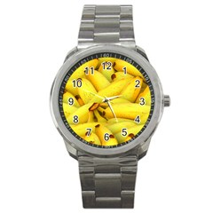 Yellow Banana Fruit Vegetarian Natural Sport Metal Watch