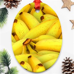 Yellow Banana Fruit Vegetarian Natural Oval Ornament (Two Sides)