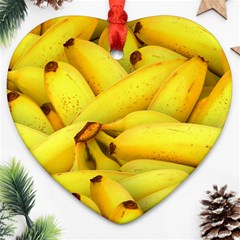 Yellow Banana Fruit Vegetarian Natural Heart Ornament (Two Sides)