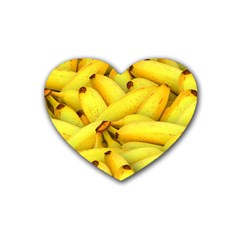 Yellow Banana Fruit Vegetarian Natural Rubber Coaster (Heart) 