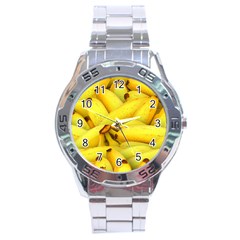 Yellow Banana Fruit Vegetarian Natural Stainless Steel Analogue Watch