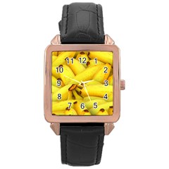 Yellow Banana Fruit Vegetarian Natural Rose Gold Leather Watch 