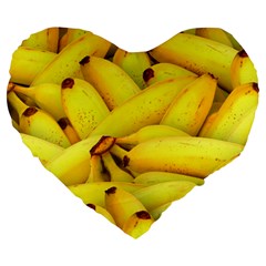 Yellow Banana Fruit Vegetarian Natural Large 19  Premium Flano Heart Shape Cushions