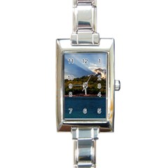 Island God Rays Sky Nature Sea Rectangle Italian Charm Watch by Celenk