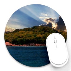 Island God Rays Sky Nature Sea Round Mousepads by Celenk