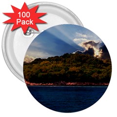 Island God Rays Sky Nature Sea 3  Buttons (100 Pack)  by Celenk