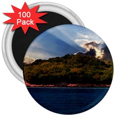 Island God Rays Sky Nature Sea 3  Magnets (100 Pack) by Celenk