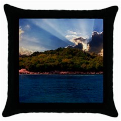 Island God Rays Sky Nature Sea Throw Pillow Case (black) by Celenk