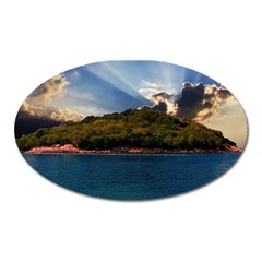 Island God Rays Sky Nature Sea Oval Magnet by Celenk