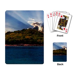 Island God Rays Sky Nature Sea Playing Card by Celenk