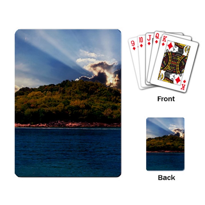 Island God Rays Sky Nature Sea Playing Card