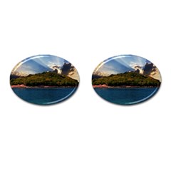 Island God Rays Sky Nature Sea Cufflinks (oval) by Celenk