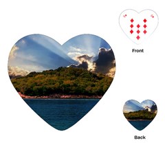 Island God Rays Sky Nature Sea Playing Cards (heart)  by Celenk