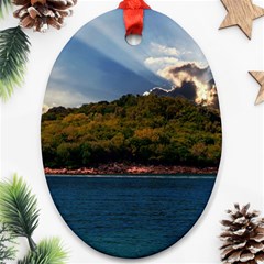 Island God Rays Sky Nature Sea Oval Ornament (two Sides) by Celenk