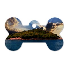 Island God Rays Sky Nature Sea Dog Tag Bone (two Sides) by Celenk