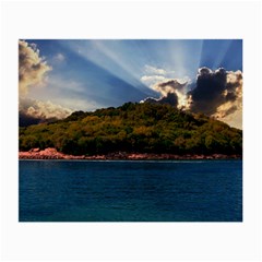 Island God Rays Sky Nature Sea Small Glasses Cloth (2-side) by Celenk