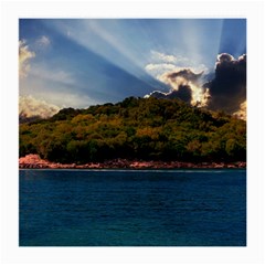 Island God Rays Sky Nature Sea Medium Glasses Cloth by Celenk