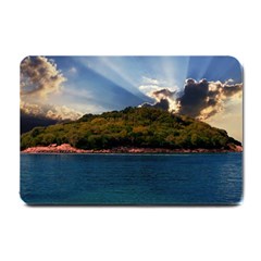 Island God Rays Sky Nature Sea Small Doormat  by Celenk