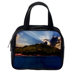 Island God Rays Sky Nature Sea Classic Handbags (one Side) by Celenk