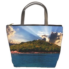 Island God Rays Sky Nature Sea Bucket Bags by Celenk