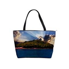 Island God Rays Sky Nature Sea Shoulder Handbags by Celenk