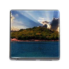 Island God Rays Sky Nature Sea Memory Card Reader (square) by Celenk