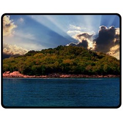 Island God Rays Sky Nature Sea Fleece Blanket (medium)  by Celenk