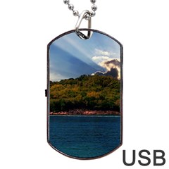 Island God Rays Sky Nature Sea Dog Tag Usb Flash (two Sides) by Celenk