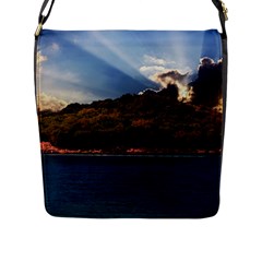 Island God Rays Sky Nature Sea Flap Messenger Bag (l) 