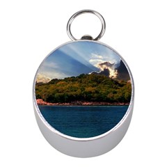 Island God Rays Sky Nature Sea Mini Silver Compasses by Celenk