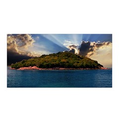 Island God Rays Sky Nature Sea Satin Wrap by Celenk