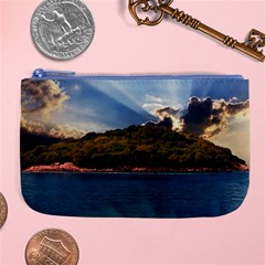 Island God Rays Sky Nature Sea Large Coin Purse by Celenk