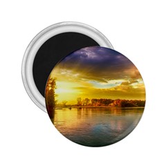 Landscape Lake Sun Sky Nature 2 25  Magnets by Celenk