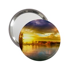 Landscape Lake Sun Sky Nature 2 25  Handbag Mirrors by Celenk