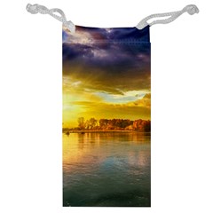 Landscape Lake Sun Sky Nature Jewelry Bag by Celenk