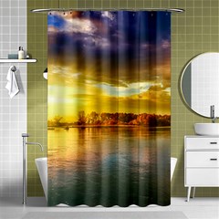 Landscape Lake Sun Sky Nature Shower Curtain 48  X 72  (small)  by Celenk