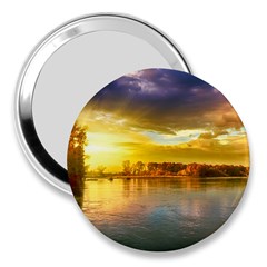 Landscape Lake Sun Sky Nature 3  Handbag Mirrors by Celenk